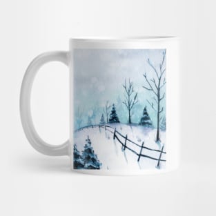 Winter landscape Christmas watercolor Mug